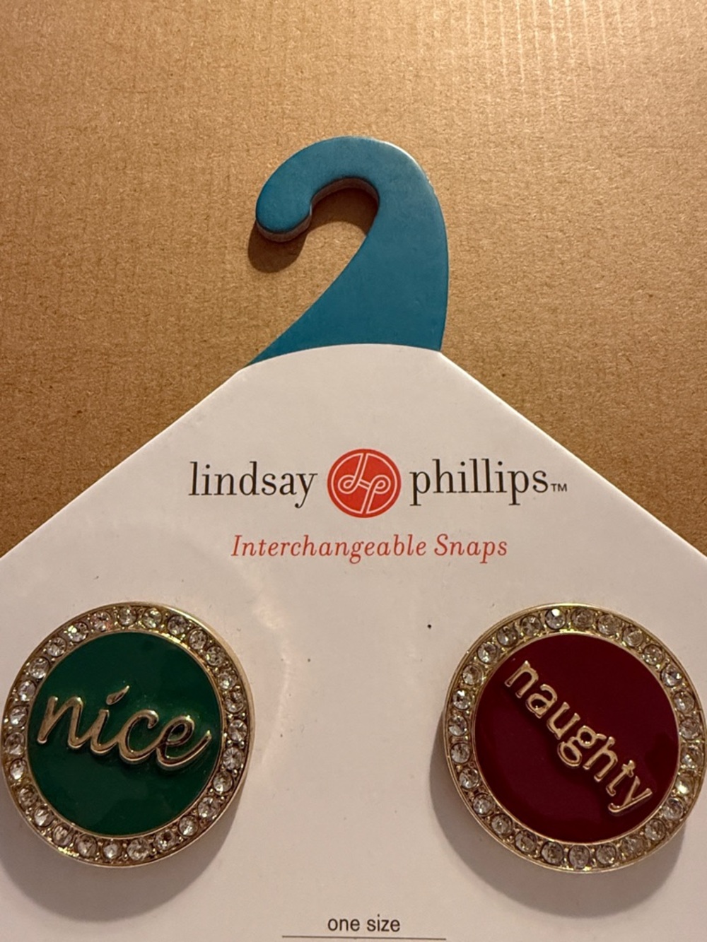 lindsay phillips Green "nice" & Red "naughty" Crystal-Trim Snaps